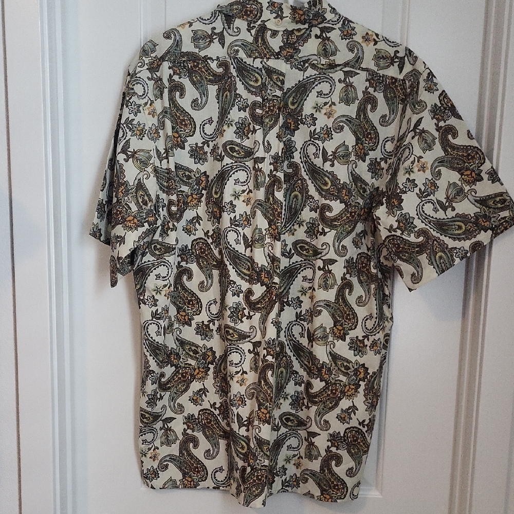 Reyn Spooner Cream and Brown Casual Button Down Shirt - Picture 4 of 5